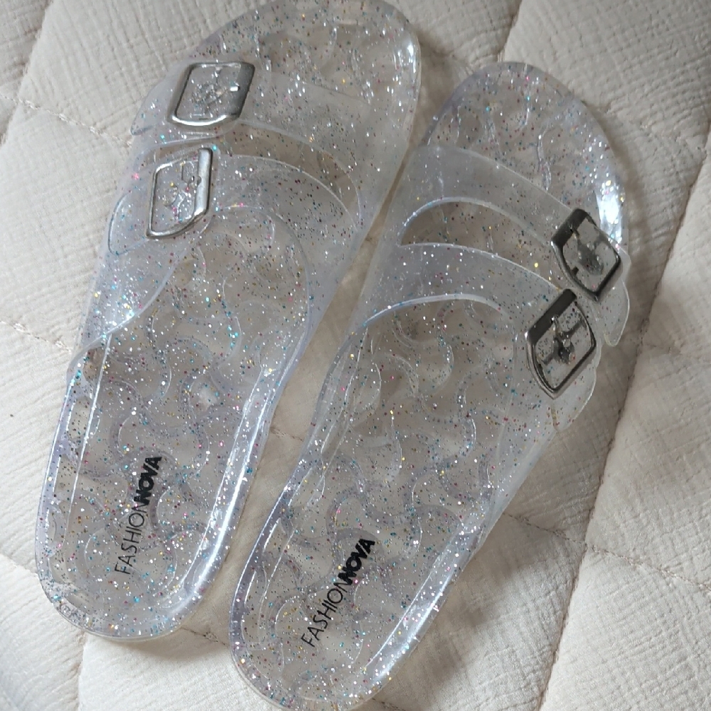 Fashion Nova Sparkling Clear Slides